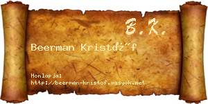 Beerman Kristóf névjegykártya